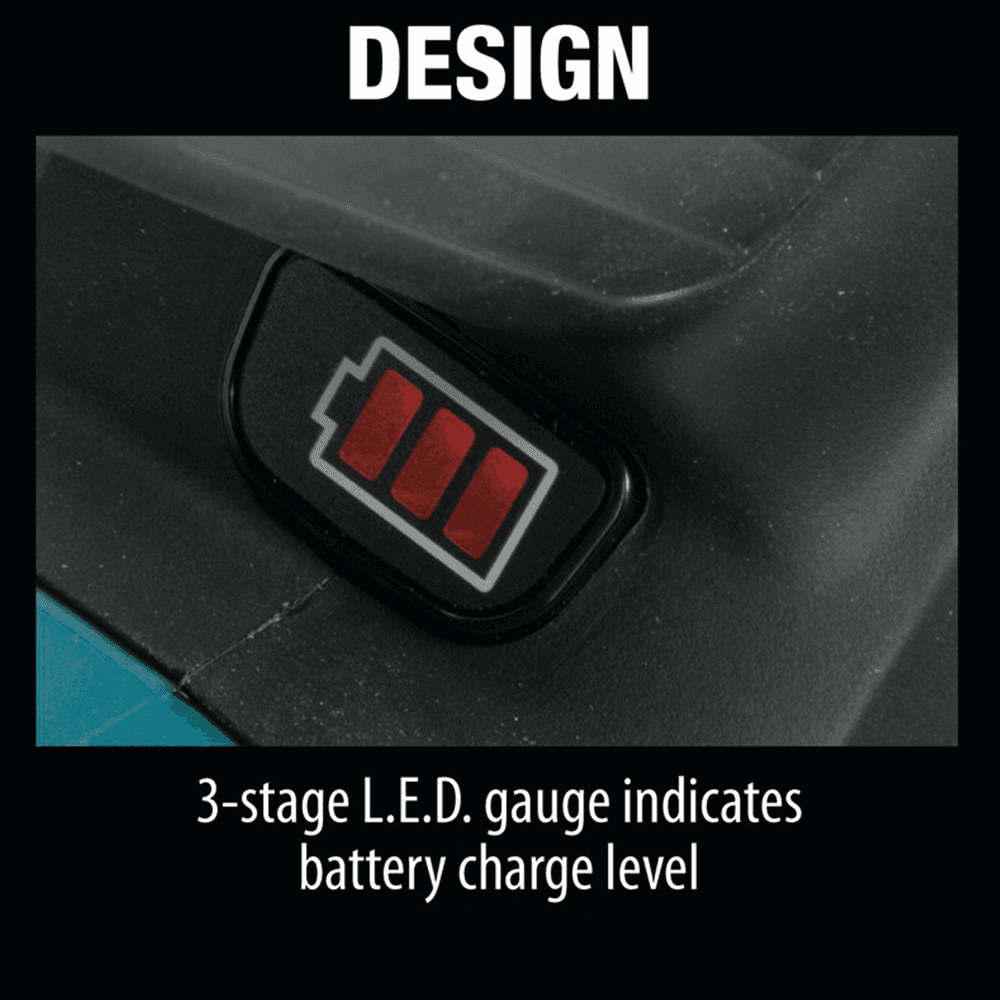 Makita cordless pin nailer tool with built-in LED light and rubber bumpers