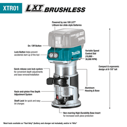 18V LXT Lithium-Ion Brushless Cordless Compact Router Starter Kit (5.0Ah) Alt 14 - Image