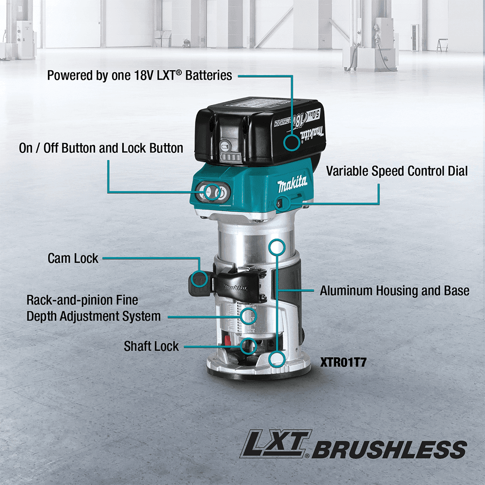 18V LXT Lithium-Ion Brushless Cordless Compact Router Starter Kit (5.0Ah) Alt 15 - Image