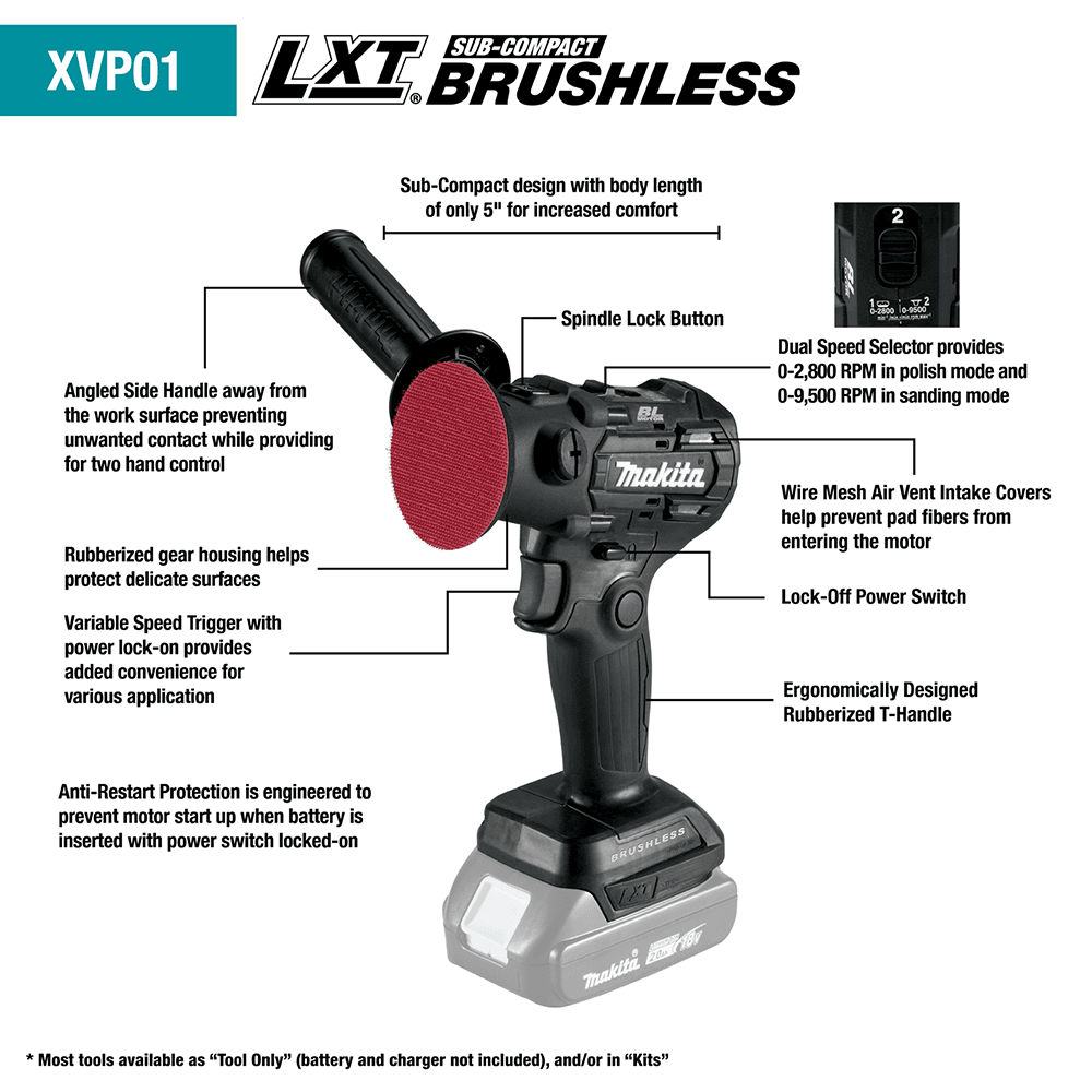 18V LXT Lithium-Ion Sub-Compact Brushless Cordless 3" Polisher/2" Sander Tool Only Alt 19 - Image