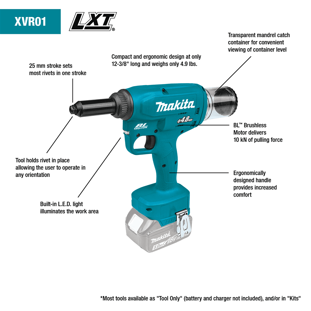 XVR01T 18V LXT Lithium-Ion Brushless Cordless Rivet Tool Kit (5.0Ah) Alt 10 - Image