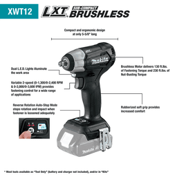 18V LXT Lithium-Ion Sub-Compact Brushless Cordless 3/8" Square Drive Impact Wrench Tool Only Alt 2 - Image