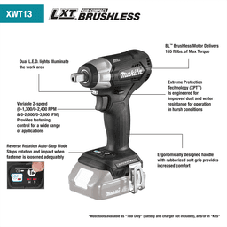 18V LXT Lithium-Ion Sub-Compact Brushless Cordless 1/2" Square Drive Impact Wrench Tool Only Alt 1 - Image