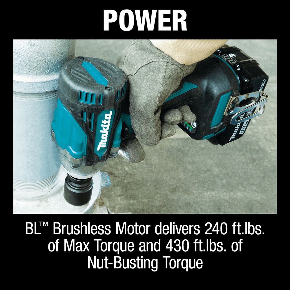 18V LXT Lithium-Ion Brushless Cordless 4-Speed 1/2" Square Drive Impact Wrench Kit with Friction Ring Anvil (5.0 Ah) Alt 3 - Image