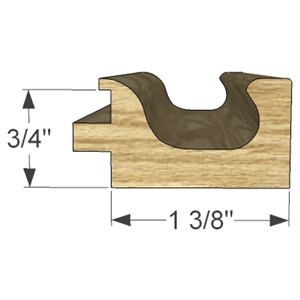 Woodfold Marco 96" C-Molding Finger Pull, Oak - Close up view