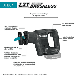 Makita XRJ07 Feature Shot call-outs