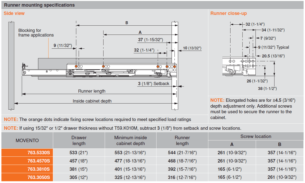 Blum 18" Movento 763 Drawer Slide - Product Image 3