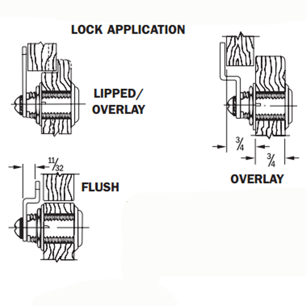 8073 Disc Tumbler Cylinder Cam Lock with FlexaCam, Bright Nickel, Keyed to C346A Key - Alt Image 2