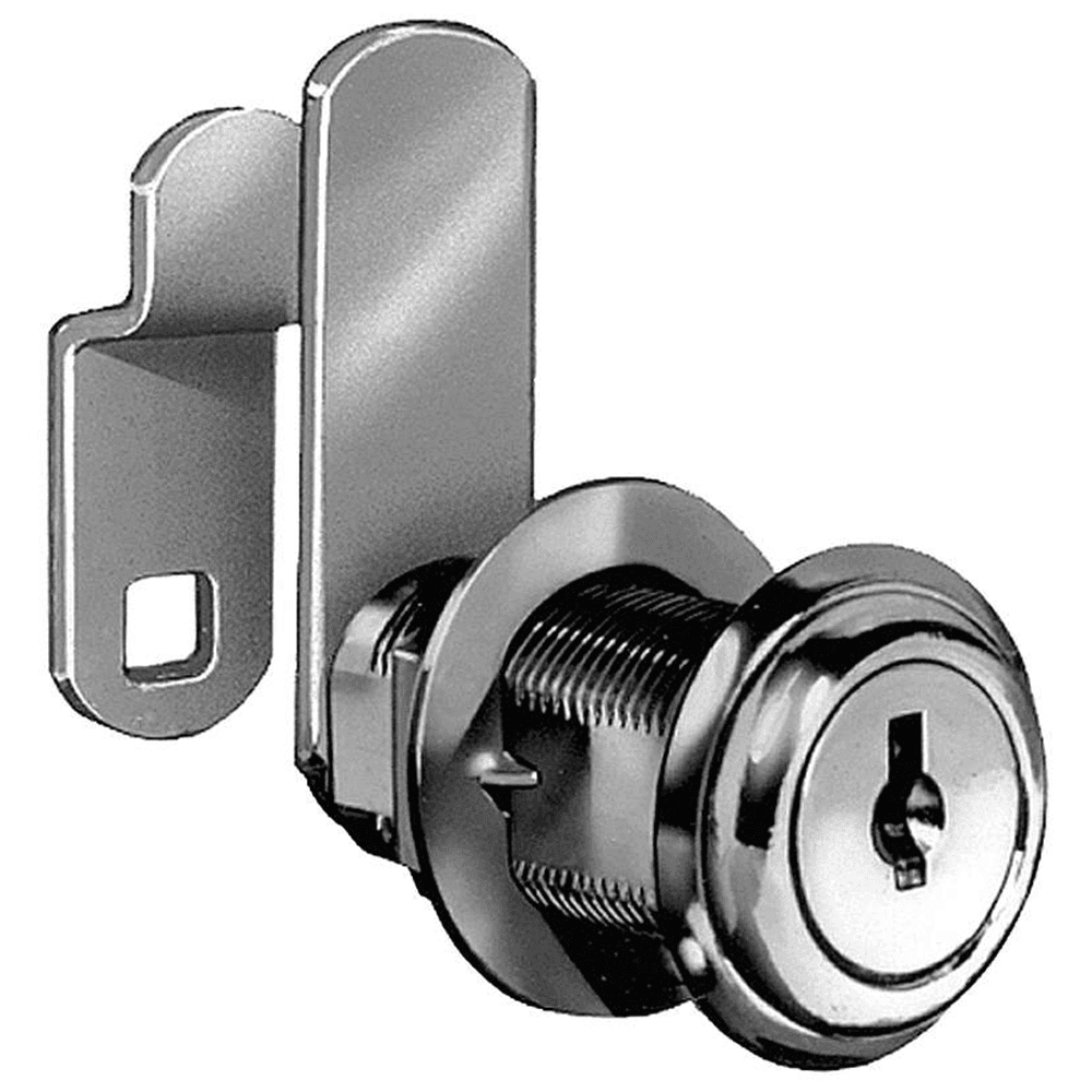 8075 Disc Tumbler Cylinder Cam Lock with FlexaCam, Bright Nickel, Keyed to C346A Key - Main Image