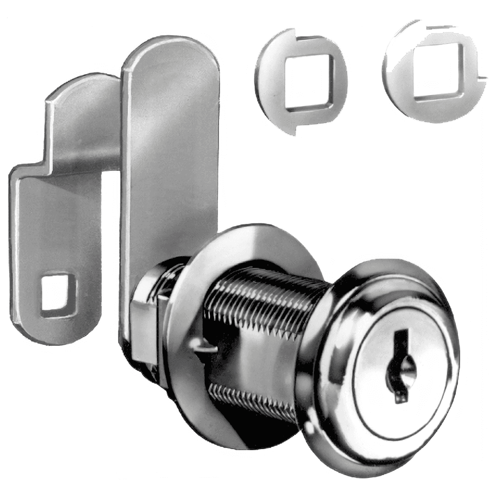 8075 Disc Tumbler Cylinder Cam Lock with FlexaCam, Bright Nickel, Keyed to C346A Key - Alt Image 1