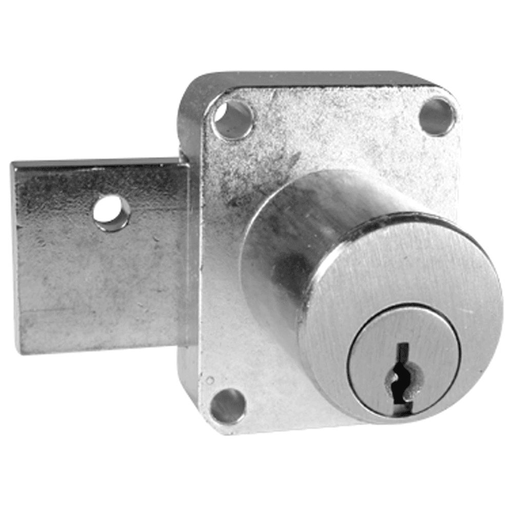 8173 Pin Tumbler Door Lock, Dull Chrome, Keyed to KA101 Key - Main Image