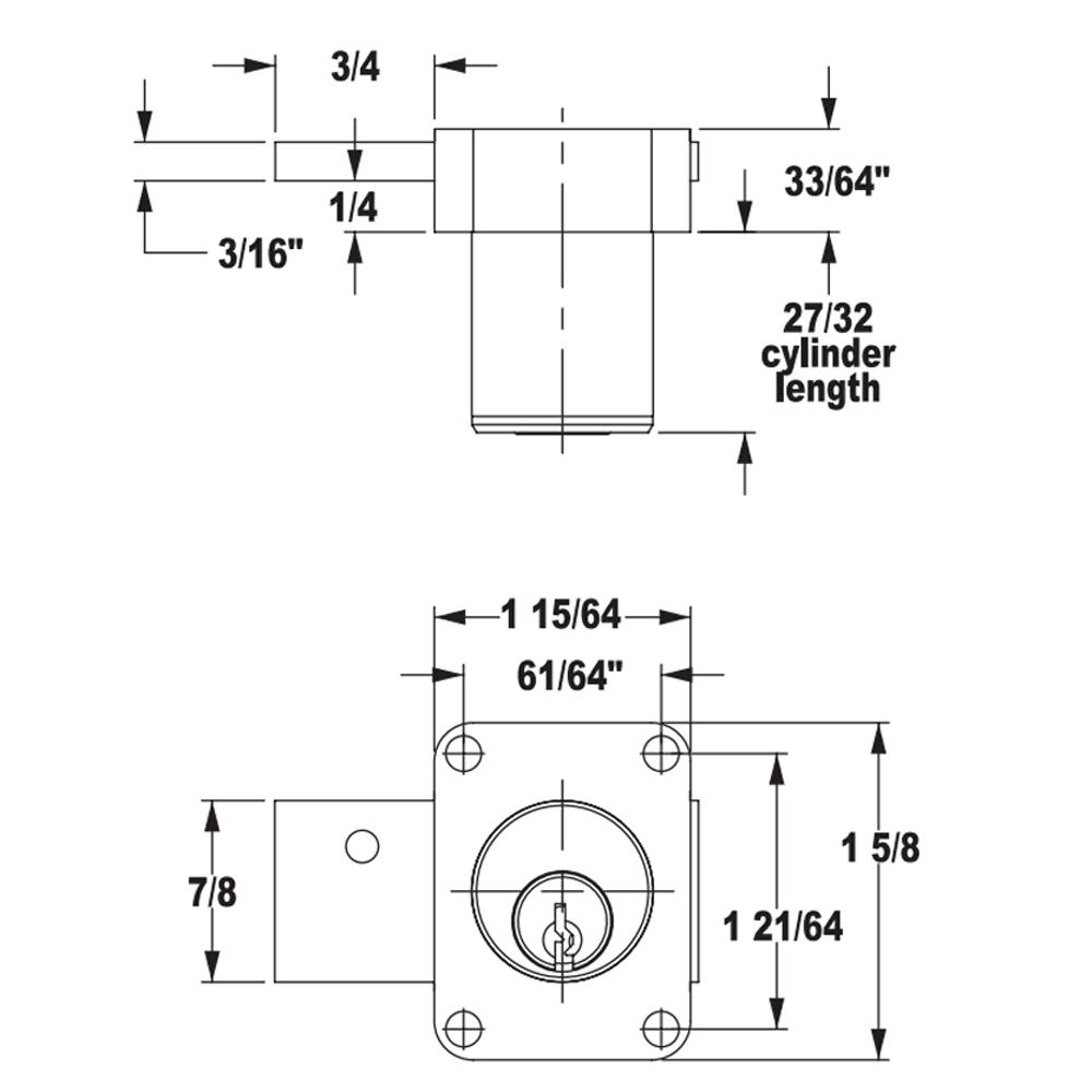8173 Pin Tumbler Door Lock, Dull Chrome, Keyed to KA101 Key - Alt Image 1
