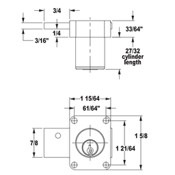 8173 Pin Tumbler Door Lock, Dull Chrome, Keyed to KA101 Key - Alt Image 1