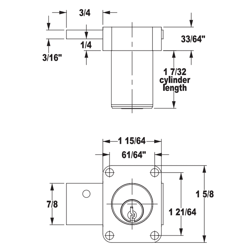 8174 Pin Tumbler Door Lock, Dull Chrome, Keyed to KA915 Key - Alt Image 1