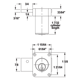 8174 Pin Tumbler Door Lock, Dull Chrome, Keyed to KA915 Key - Alt Image 1