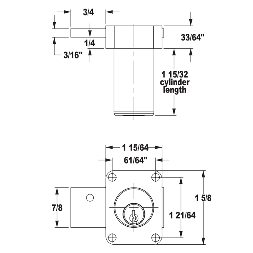 8175 Pin Tumbler Door Lock, Dull Chrome, Keyed to KA915 Key - Alt Image 1