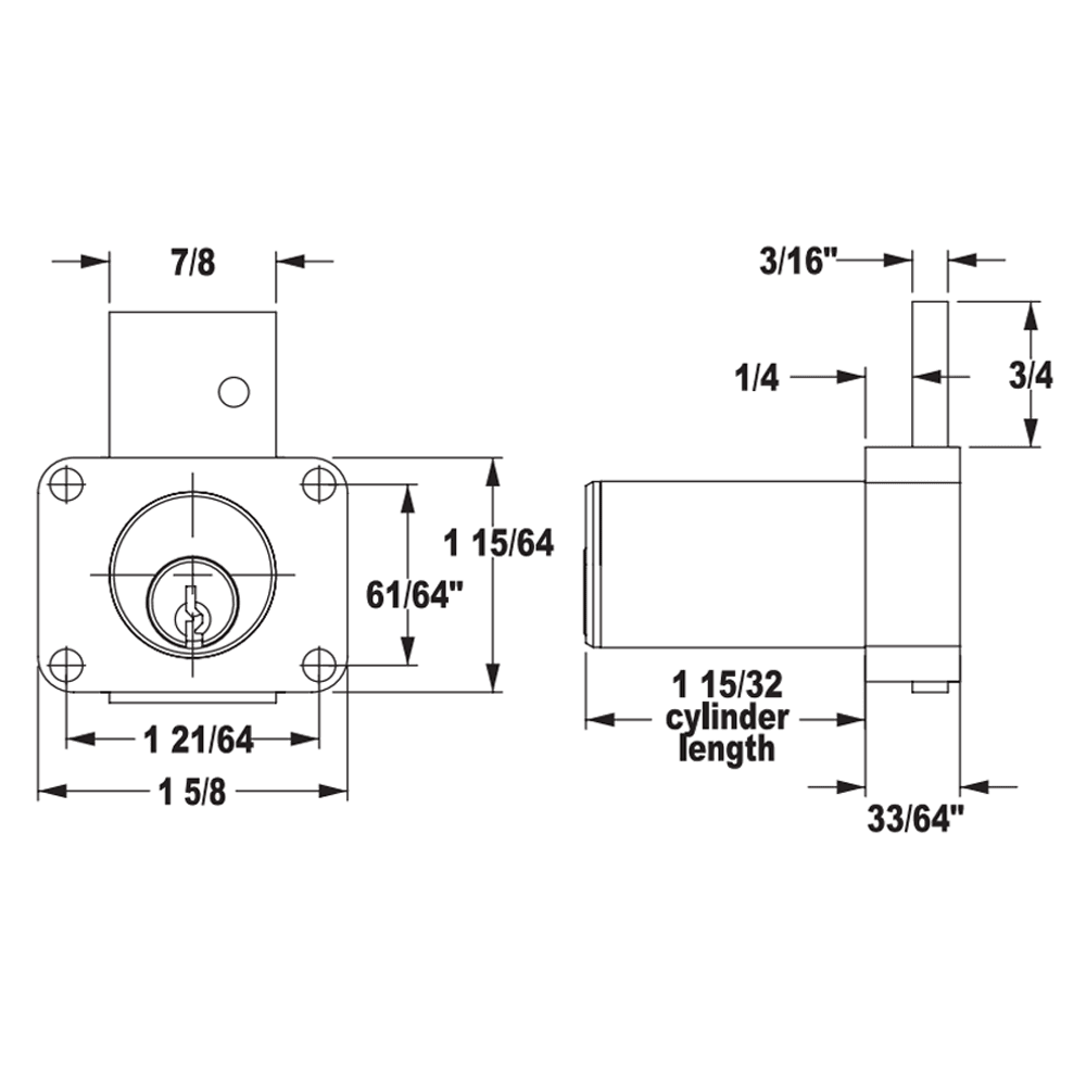 8179 Pin Tumbler Drawer Lock, Dull Chrome, Keyed to KA915 Key - Alt Image 1