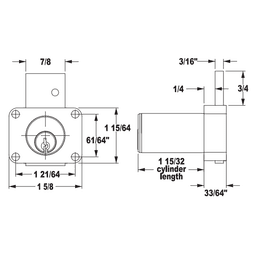 8179 Pin Tumbler Drawer Lock, Dull Chrome, Keyed to KA107 Key - Alt Image 1