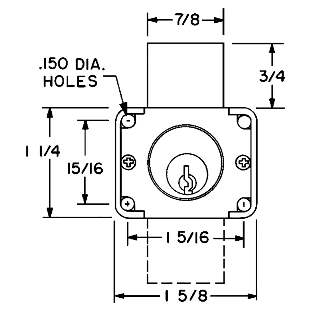 N Series Pin Tumbler Deadbolt Drawer Lock, Flat Black, Keyed to KA101 Key, 15/16" Cylinder Length - Alt Image 1