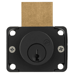 N Series Pin Tumbler Deadbolt Drawer Lock, Flat Black, Keyed to KA101 Key, 15/16" Cylinder Length - Main Image
