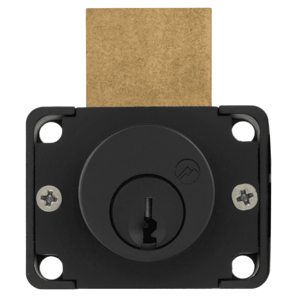 N Series Pin Tumbler Deadbolt Drawer Lock, Flat Black, Keyed to KA915 Key, 15/16" Cylinder Length - Main Image