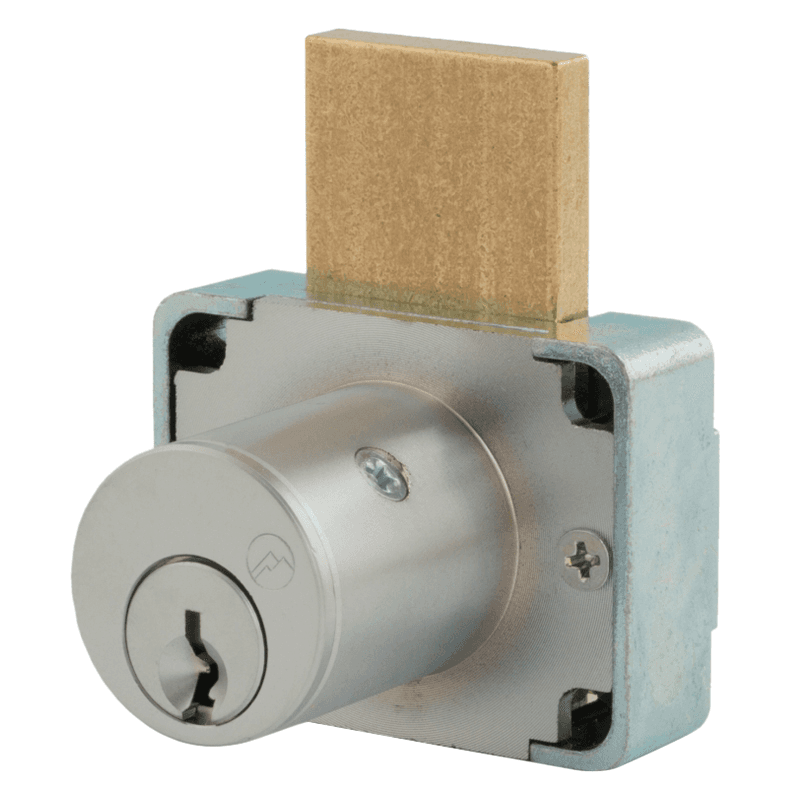 N Series Pin Tumbler Deadbolt Drawer Lock, Satin Chrome, Keyed to KA101 Key, 1-5/8" Cylinder Length - Main Image