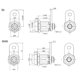 2400AS 7 Pin Tubular Cam Lock, Black, Keyed Different Alt 1 - Image