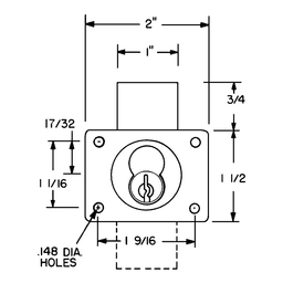 721DW No Core Deadbolt Drawer Lock Body, Satin Chrome, 1-3/8" Cylinder Length - Alt Image 1