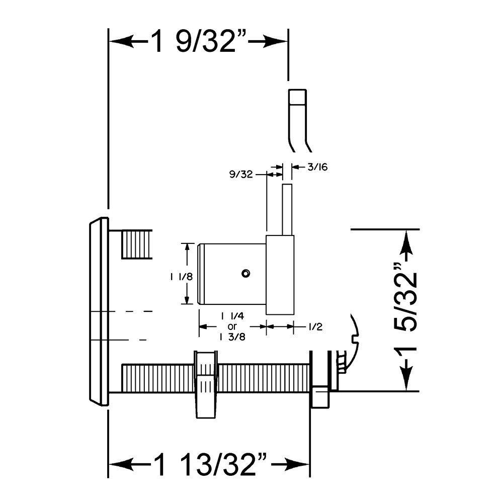 721DW No Core Deadbolt Drawer Lock Body, Satin Chrome, 1-3/8" Cylinder Length - Alt Image 2