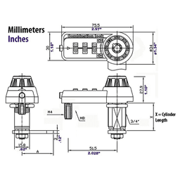 7440 Combi-Cam Ultra 1-1/8&quot; Dual Access Keyless Lock, Chrome, Keyed to 374 Key (20/Box) Alt 2 - Image