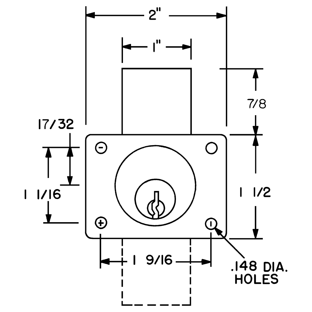 800 Schlage C Keyway Pin Tumbler Deadbolt Drawer Lock, Bright Brass, Custom Key, Cylinder Length 1-1/8" Alt 1 - Image