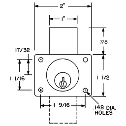 800 Schlage C Keyway Pin Tumbler Deadbolt Drawer Lock, Bright Brass, Custom Key, Cylinder Length 1-3/8" Alt 1 - Image