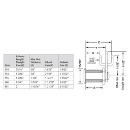 961 Disc Tumbler Cam Lock for Doors and Drawers Application, Bright Nickel, Keyed Different - Alt Image 4
