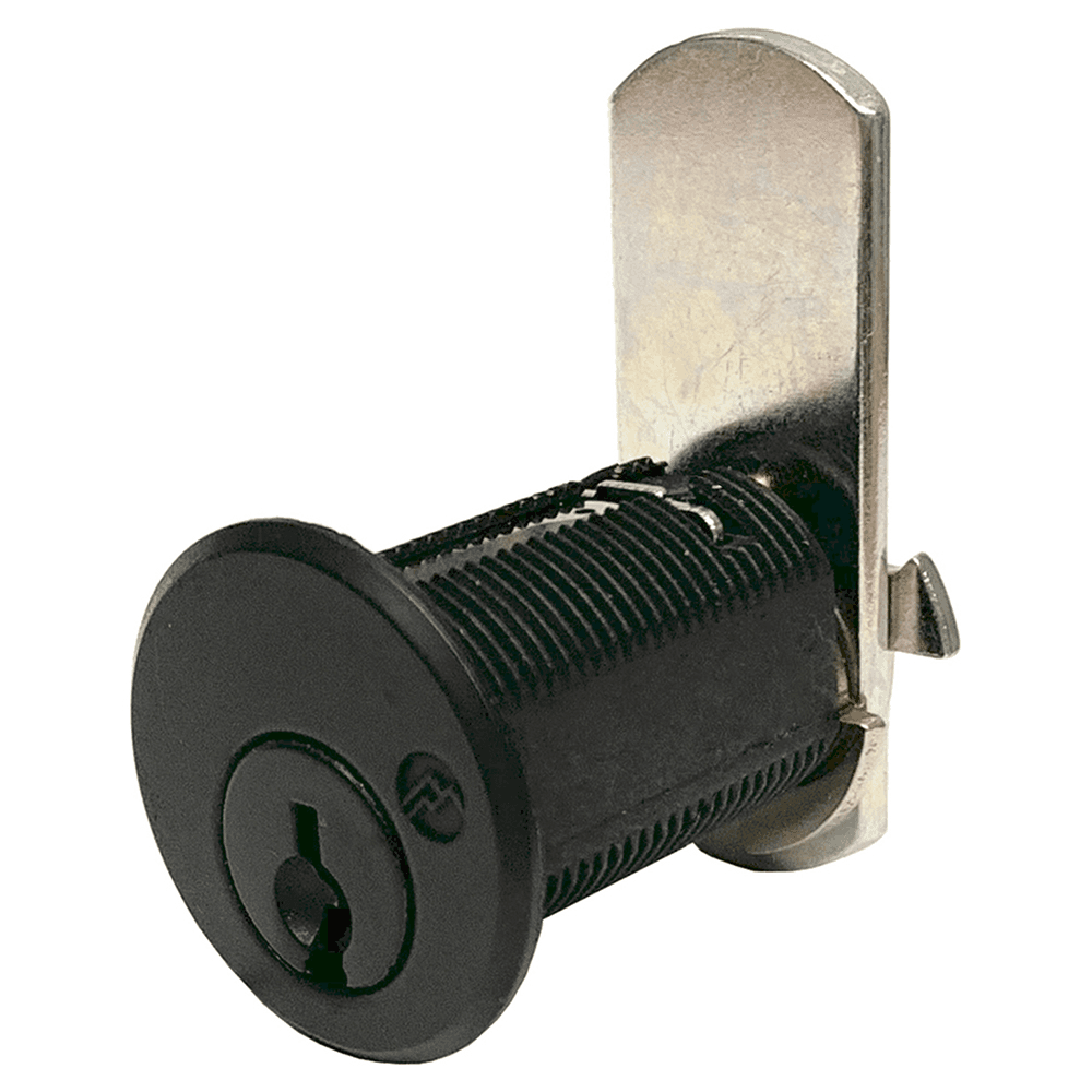 DCN N Series Pin Tumbler Cam Lock for 3/4" Material Thickness, Flat Black, Keyed to KA101 Key - Main Image