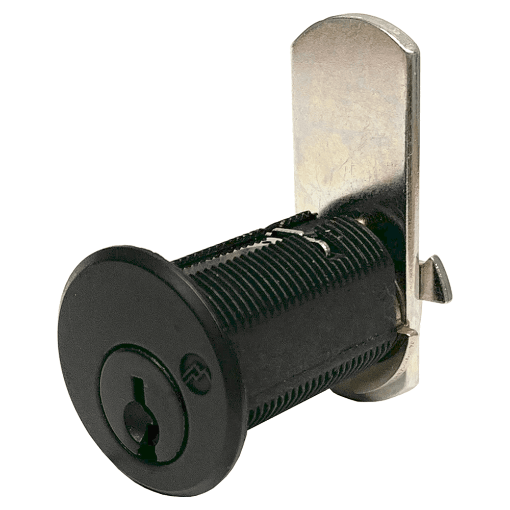 DCN N Series Pin Tumbler Cam Lock for 7/8" Material Thickness, Flat Black, Keyed to KA103 Key - Main Image