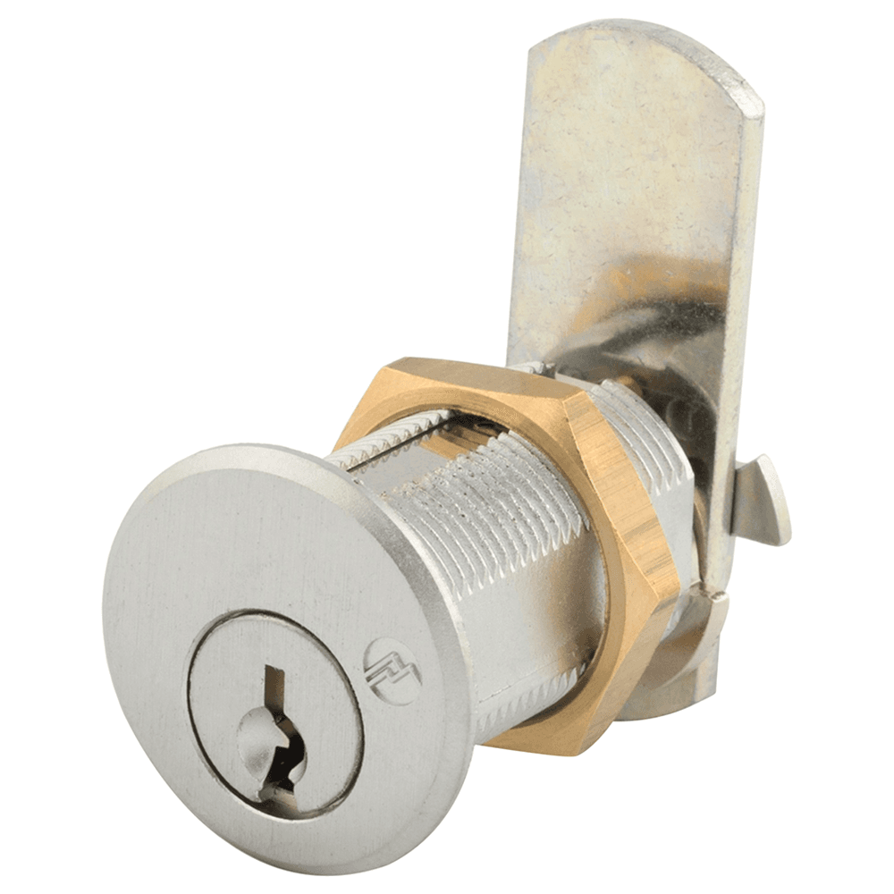 DCN N Series Pin Tumbler Cam Lock for 1-1/8" Material Thickness, Satin Chrome, Keyed to KA915 Key - Main Image