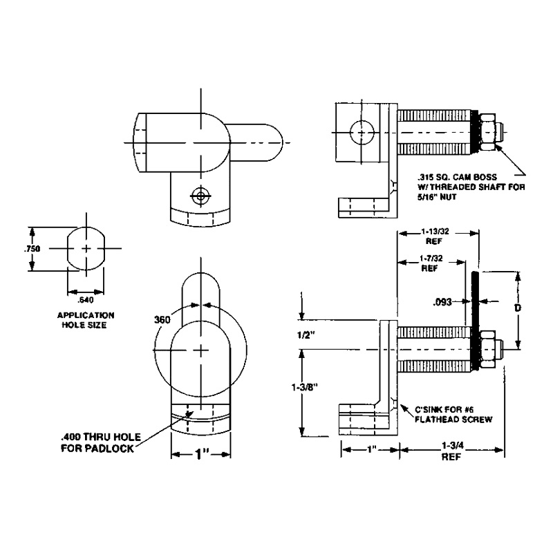 Padlockable Cam Lock, Satin Chrome - Alt Image 2