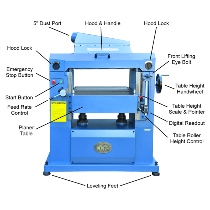 Oliver 22" Planer with Helical Cutterhead, 7.5HP/1 Phase Alt 2 - Image