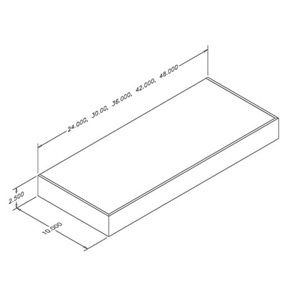 Omega National 2-1/2" x 10" x 30" Floating Shelf in Stainless Steel finish for contemporary kitchens.