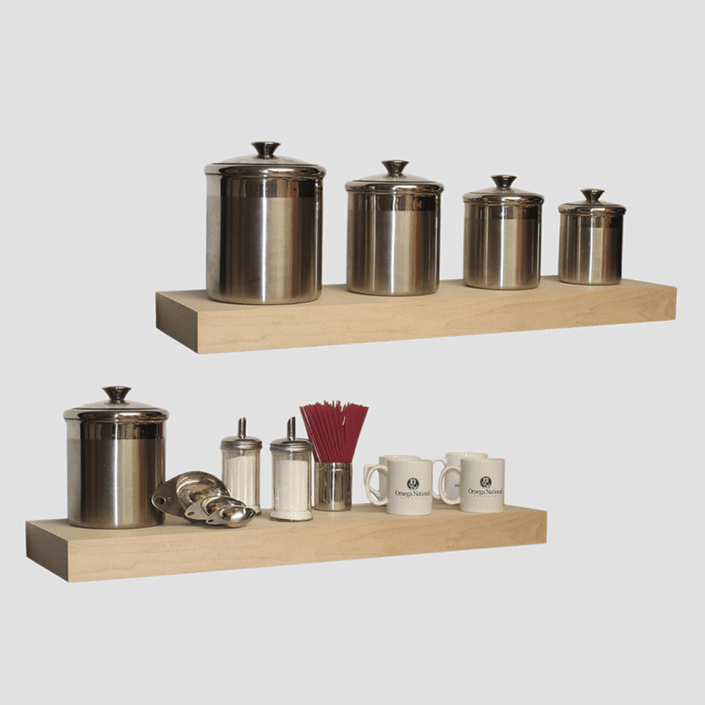 Stylish 2-1/2 x 10 x 36 Floating Shelf with Maple Finish by Omega National