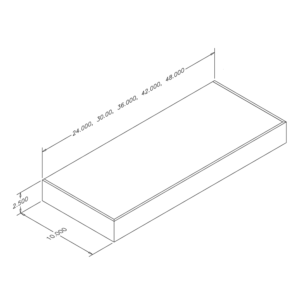 Versatile 2-1/2 x 10 x 36 Maple Finish Floating Shelf by Omega National
