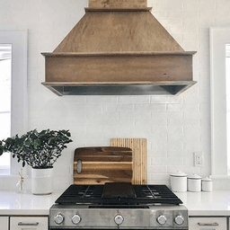 48" Silver-Metallic Arched Range Hood with Broan Compatible Liner, Red Oak - Alt Image 1