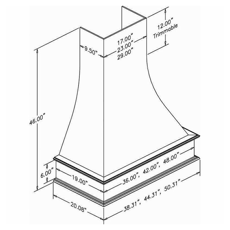 36" Silver-Metallic Straight Bottom Range Hood with Broan Compatible Liner, Maple - Alt Image 1