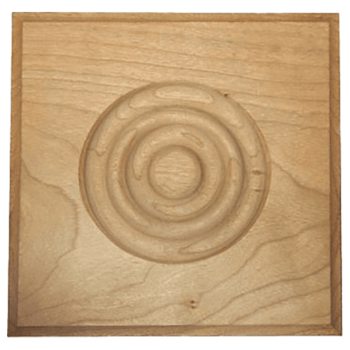 6&quot; x 6&quot; Beaded Rosette/Cove Edge Cap, Red Oak - Main Image