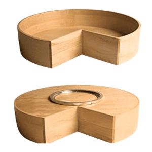 30" Kidney 1 Tray Wood Lazy Susan with Bearing - Main Image