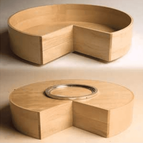 30" Kidney 1 Tray Wood Lazy Susan with Bearing - Alt Image 1