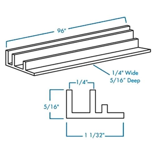 96" Straight Flush Tambour Track, Brown - Alt Image 1