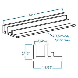 96" Straight Flush Tambour Track, Brown - Alt Image 1