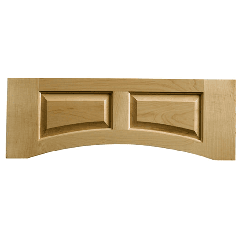 30" raised panel valance in Alder finish with 4.5" stiles for easy trimming and accommodating panel width of 30".