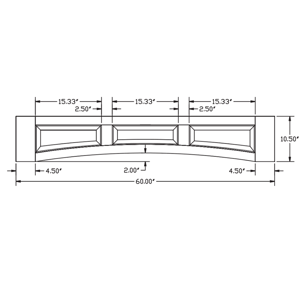 Solid Wood Raised Panel Valance, Cherry Finish, 60" x 10-1/2"